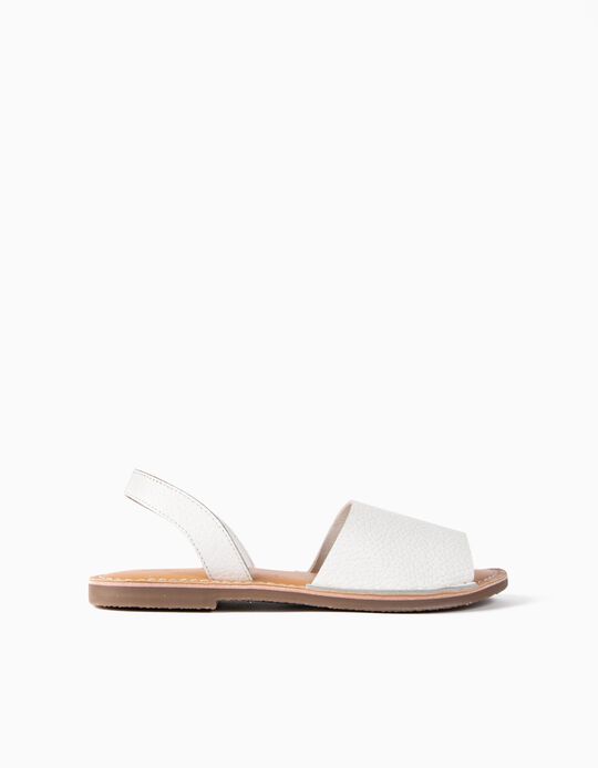 Leather Sandals for Girls, White