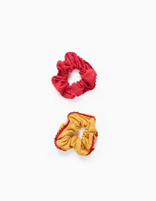 2 Scrunchies for Babies and Girls, Red/Yellow