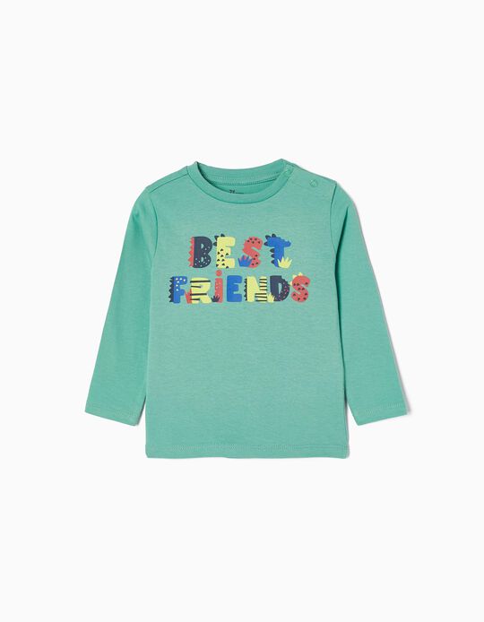 Camiseta de Manga Larga de Algodón para Bebé Niño 'Best Friends', Verde
