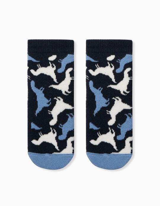 Non-Slip Socks for Baby Boys, 'Dinosaurs', Blue