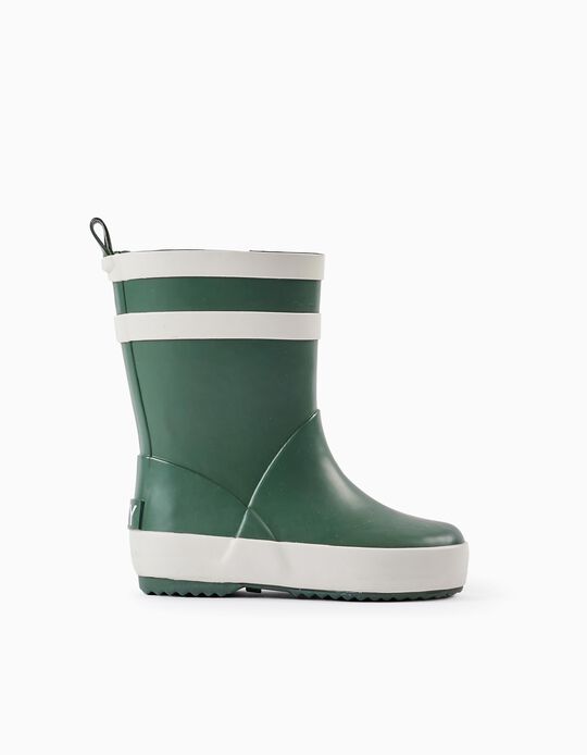 Rain Boots for Babies, Green/White