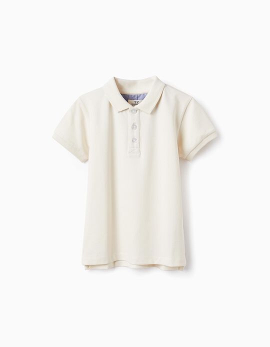 Buy Online Short Sleeve Polo in Cotton Piqué for Boys 'B&S', White