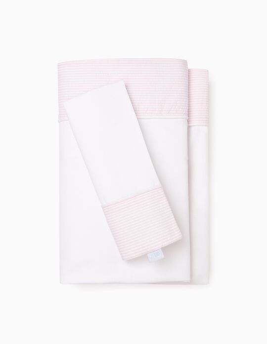 Lençol e Fronha Para Cama 120X60cm Essential Pink Zy Baby
