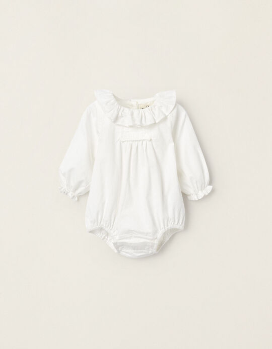 Bodysuit-Blouse in Cotton for Newborn Girls 'B&S', White