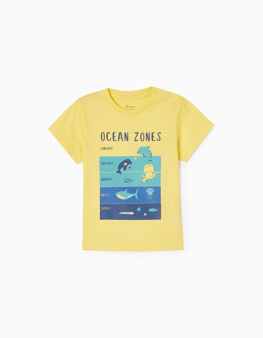 Camiseta de Algodón para Bebé Niño 'Zonas del Océano', Amarillo