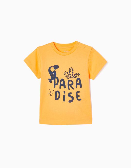 T-shirt em Algodão para Bebé Menino 'Paradise', Laranja