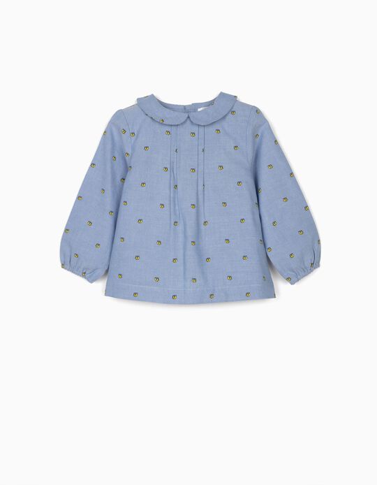Blouse for Baby Girls 'Bees', Blue
