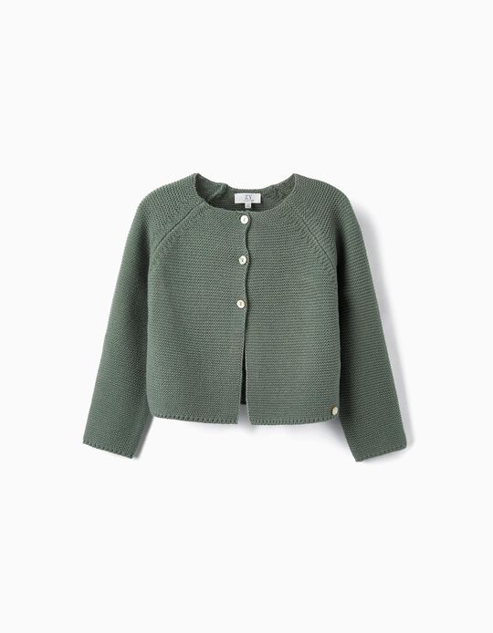 Knitted Cardigan for Girls, Green