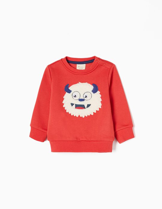 Cotton Brushed Sweatshirt for Baby Boys 'Monster', Orange 