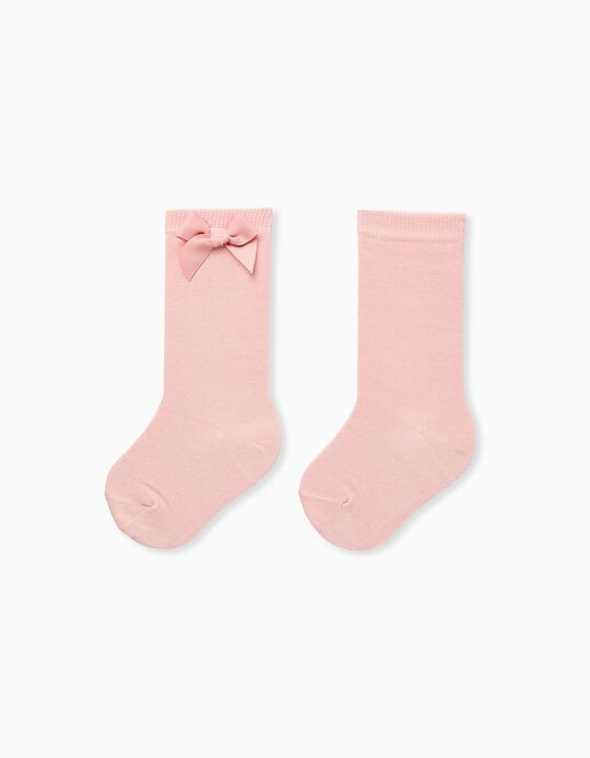Buy Online High Socks with Bow for Baby Girls, Pink