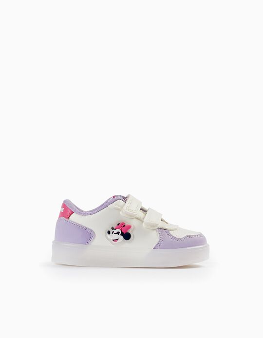 Trainers with Lights for Baby Girls 'Minnie', White/Lilac