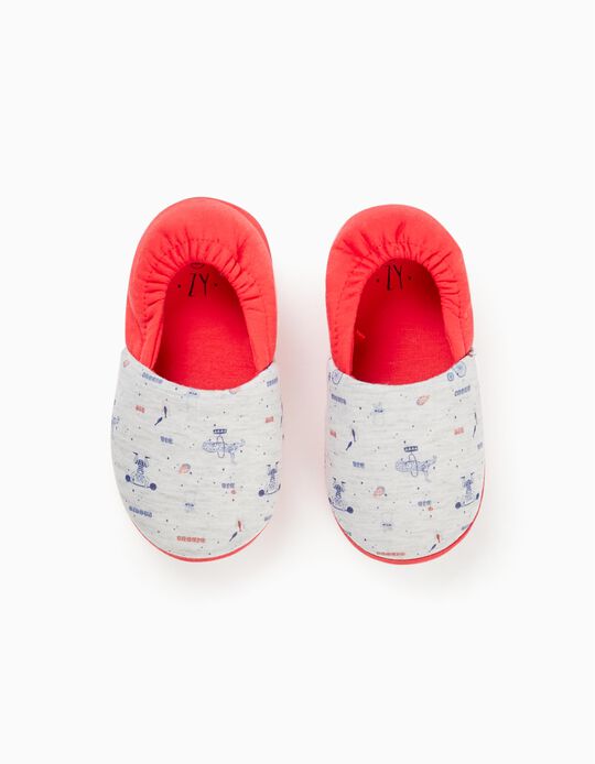 Fabric Slippers for Boys 'Circus', Grey/Red