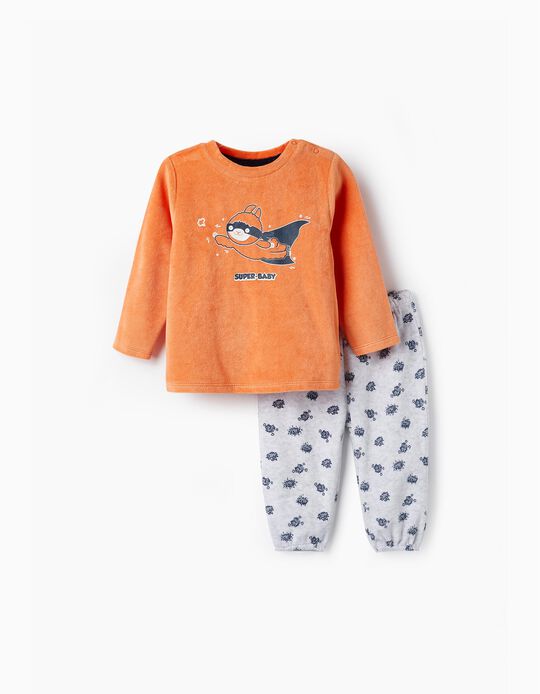 Velvet Pyjamas for Baby Boys 'Super-Llama - Glow in the Dark', Orange/Grey