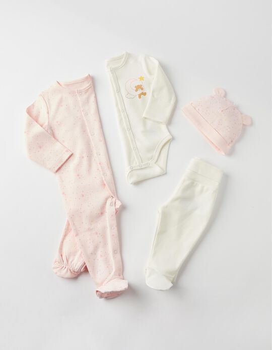 4-Piece Set for Baby Girls 'Twinkle, Twinkle', Pink/White