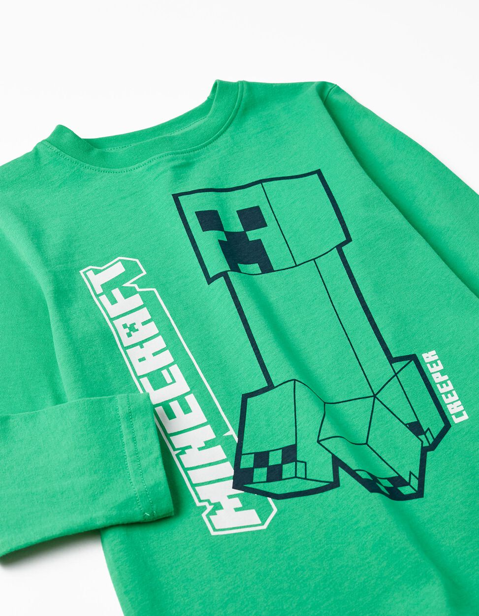 Comprar Online T-Shirt de Manga Comprida em Algodão para Menino 'Minecraft', Verde