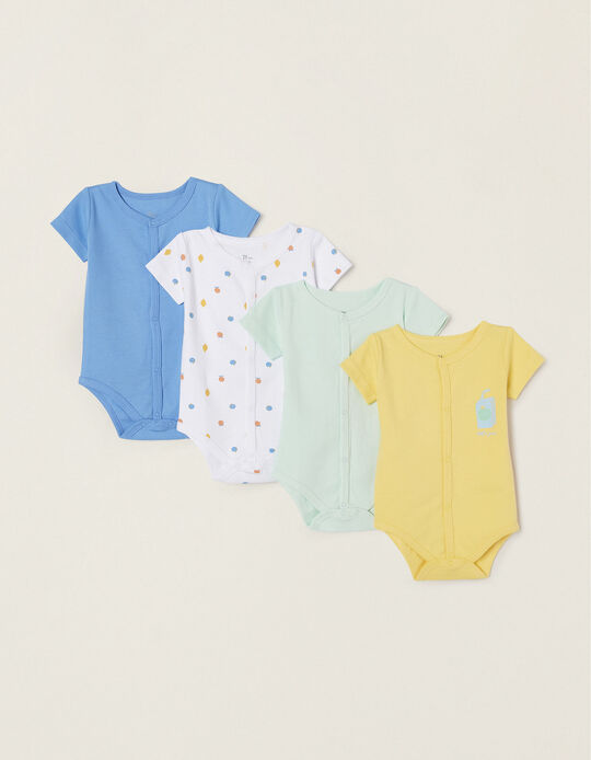 4-Pack Cotton Bodysuits for Newborn Babies 'Fruits', Multicoloured