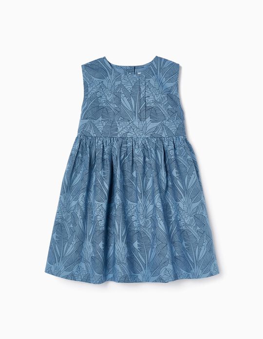 Vestido Floral em Algodão para Bebé Menina, Azul