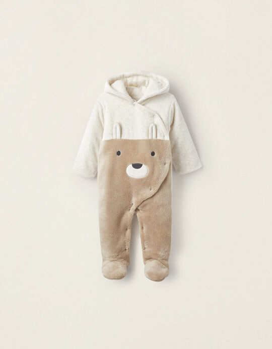 Hooded Jumpsuit with Padding for Newborns 'Bunny', Beige