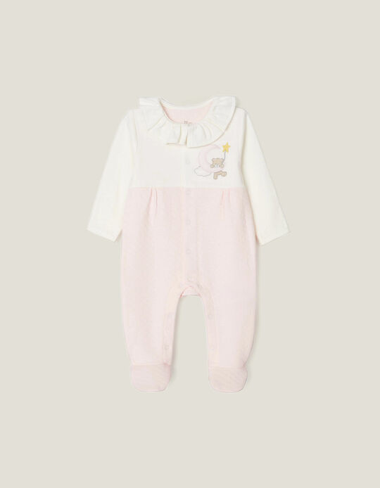 Sleepsuit for Newborn Baby Girls 'Sweet Dreams', Pink/White