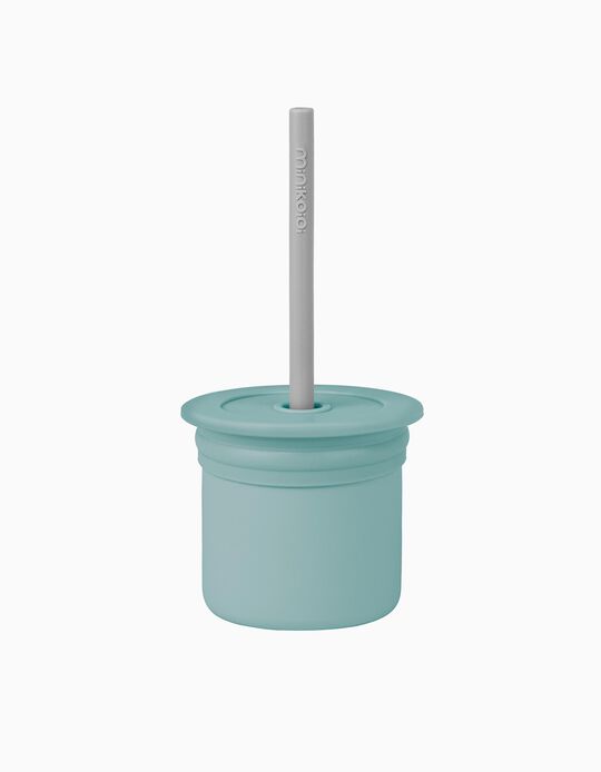 Buy Online Snack Cup with Straw Green/Grey Minikoioi 6M+