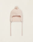 Knit Beanie with Pompom for Baby Girls, Pink