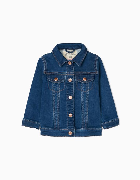 Denim Jacket for Baby Girls, Dark Blue