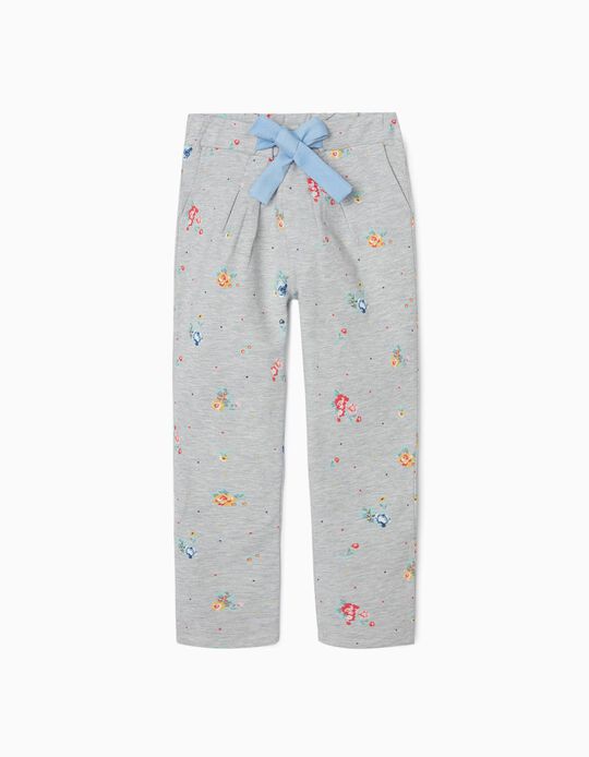 Joggers for Girls 'Flowers', Grey