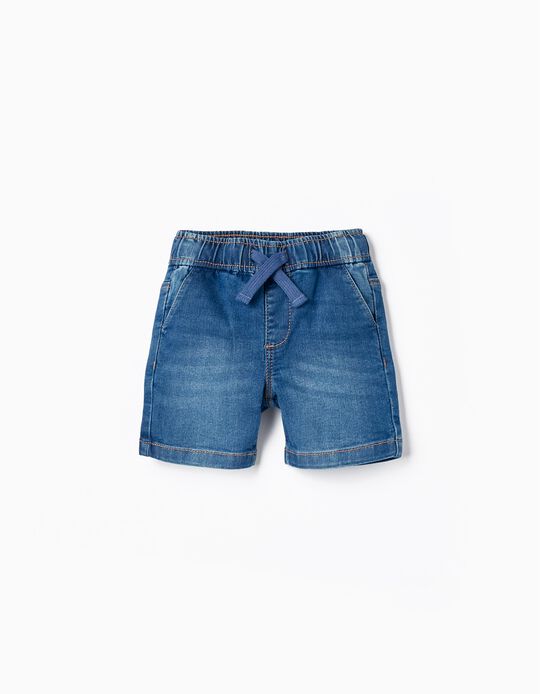 Sporty Denim Shorts in Cotton for Baby Boys, Blue