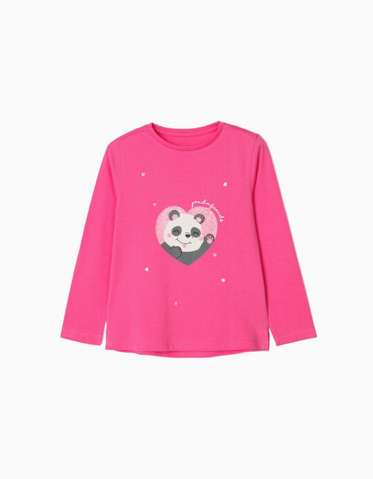 Camiseta Manga Larga para Niña 'Panda Friends', Rosa