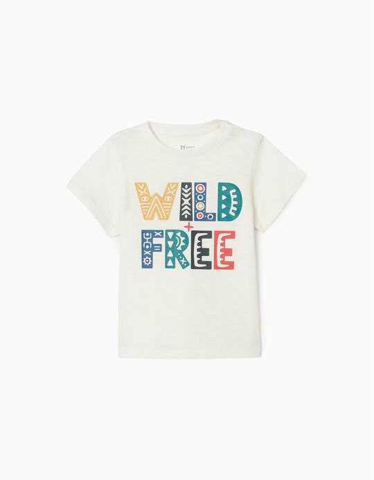 T-Shirt Bébé Garçon 'Wild Free', Blanc