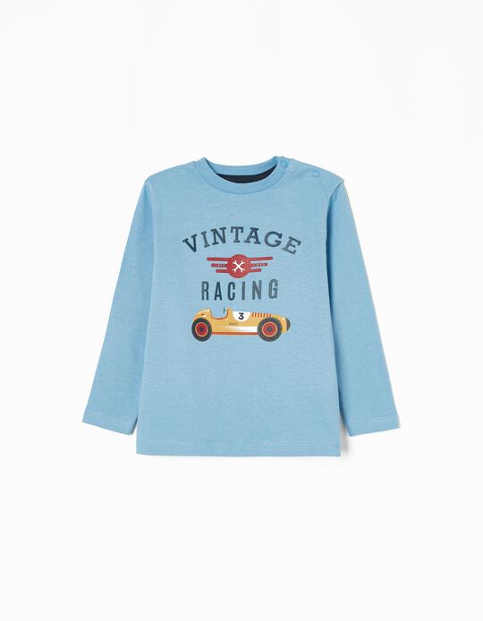 Long-Sleeve Cotton T-shirt for Baby Boys 'Car Race', Blue 