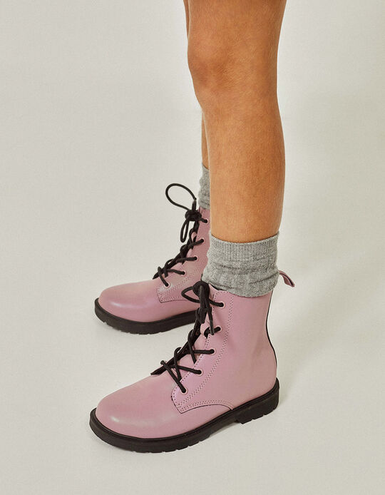Biker Boots for Girls, Pink/Black