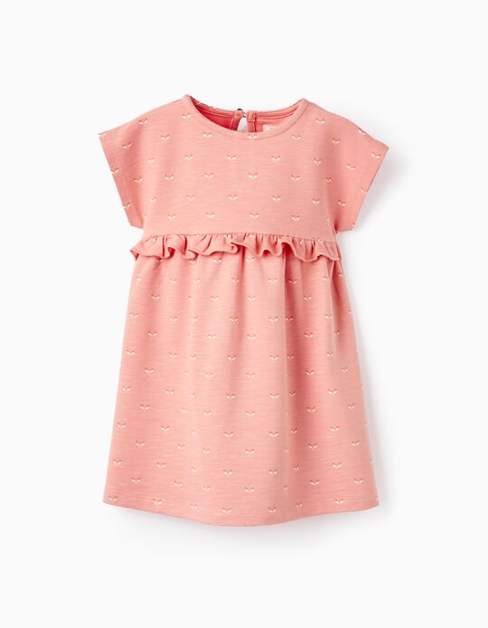 Floral Cotton Dress for Baby Girls, Coral