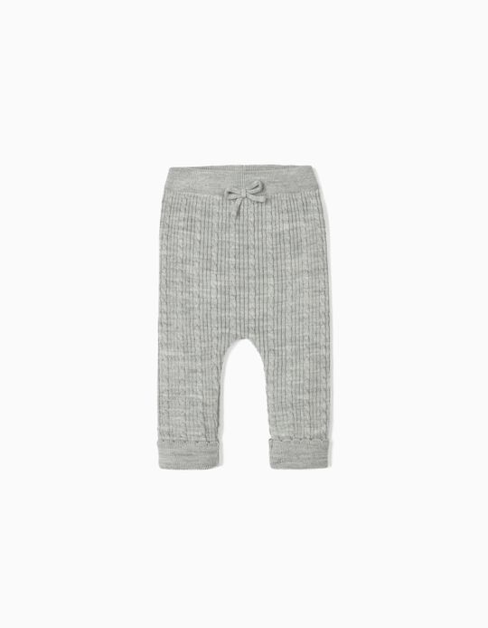 Knitted Trousers for Newborn Baby Girls, Grey