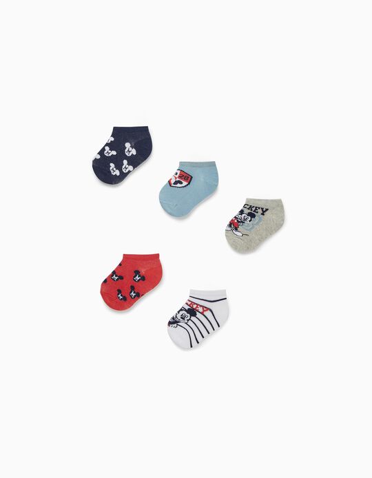 5 Pairs of Ankle Socks for Baby Boys 'Mickey', Multicoloured