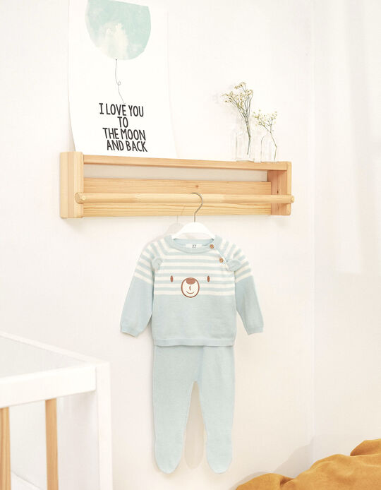 2-Piece Set in Cotton Knit for Newborn Baby Boys, Blue