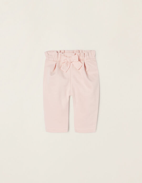 Cotton Jersey Trousers for Newborn Baby Girls, Pink