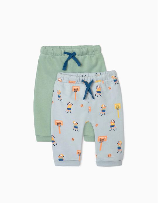 2 Trousers for Newborn Baby Boys 'Meerkat', Blue/Green