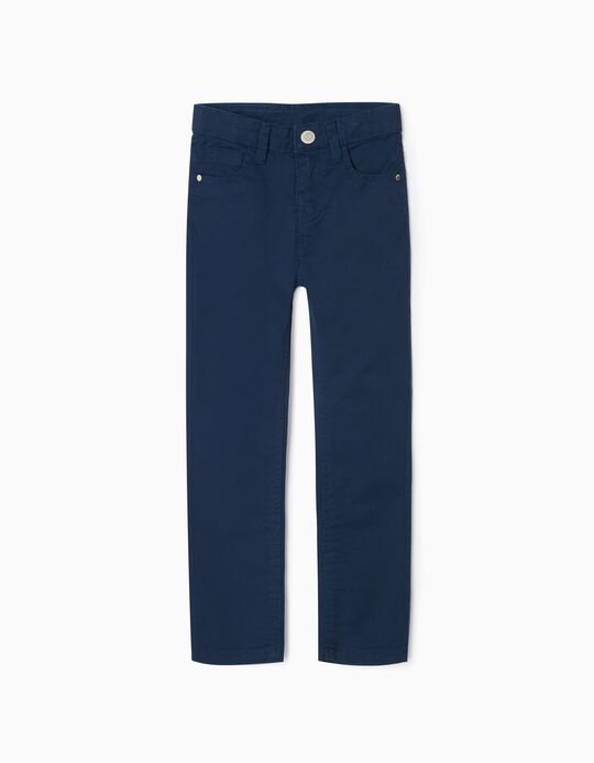 Pantalón de Sarga para Niño 'Slim Fit', Azul Oscuro