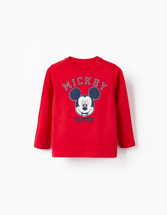 T-shirt de Algodão para Bebé Menino 'Mickey', Vermelho
