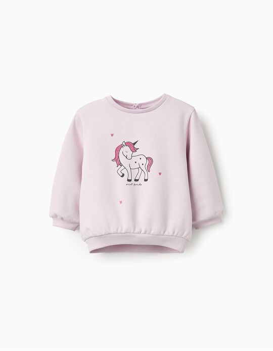 Comprar Online Sweat Cardada com Estampado de Unicórnio para Bebé Menina, Lilás