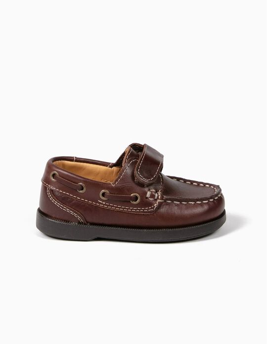 Leather Boat Shoes for Baby Boys, Dark Blue