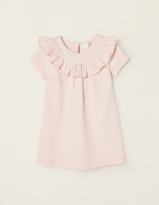 Cotton Piqué Dress for Newborn Baby Girls, Pink
