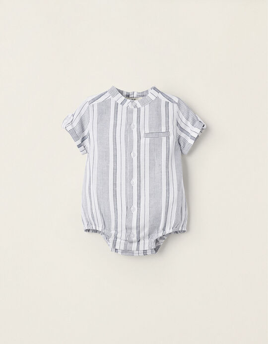 Striped Bodysuit-Shirt for Newborn Boys 'B&S', Blue