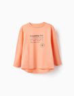 Cotton T-shirt with Glitter for Girls, Orange