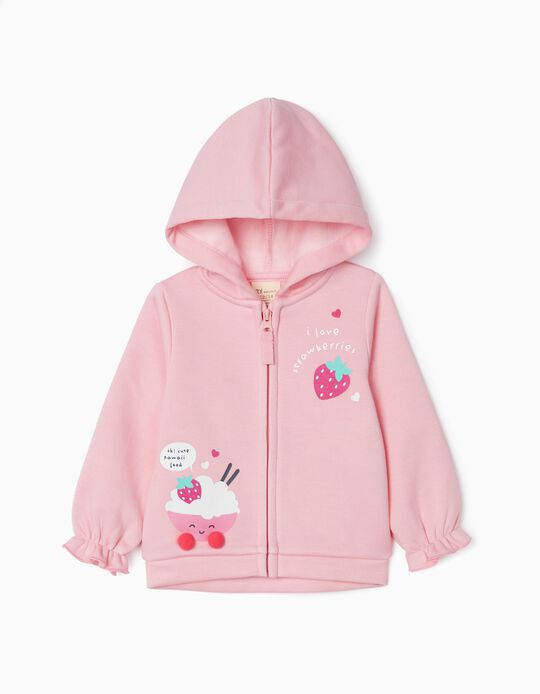Hooded Jacket for Baby Girls 'Strawberry', Pink