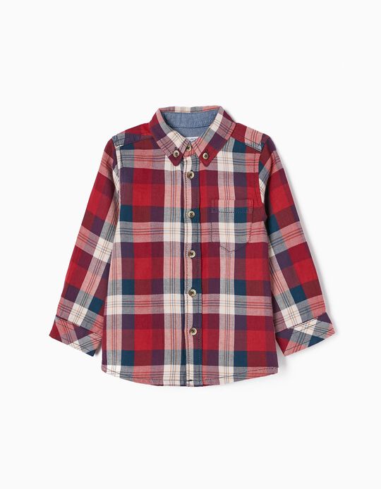 Plaid Shirt in Cotton for Baby Boys, Red/Blue