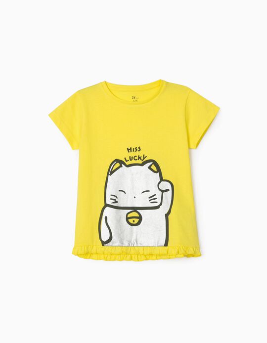 T-Shirt for Girls 'Miss Lucky', Yellow