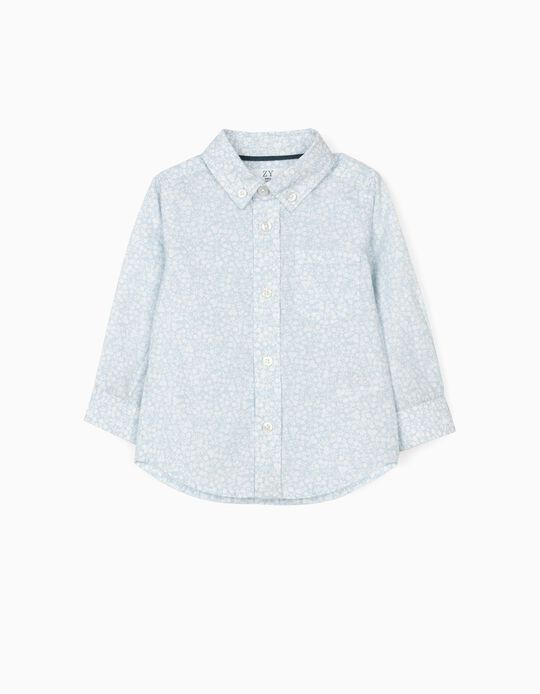 Floral Shirt for Baby Boys, Light Blue