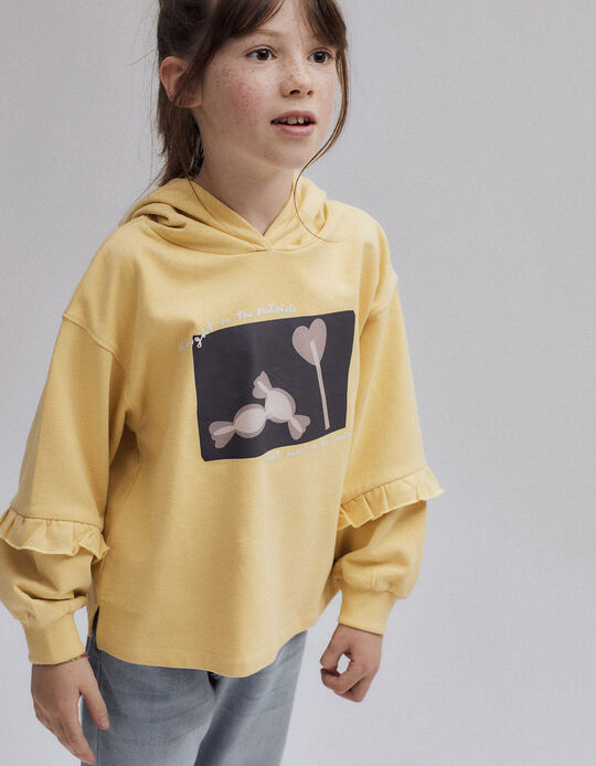 Hooded Sweatshirt for Girls 'Sweet', Yellow
